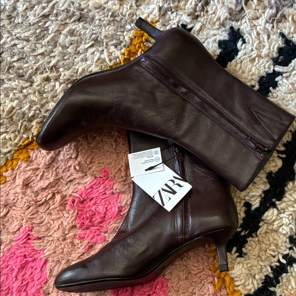 Zara leather booties size 37 (us size 6.5) new with tags